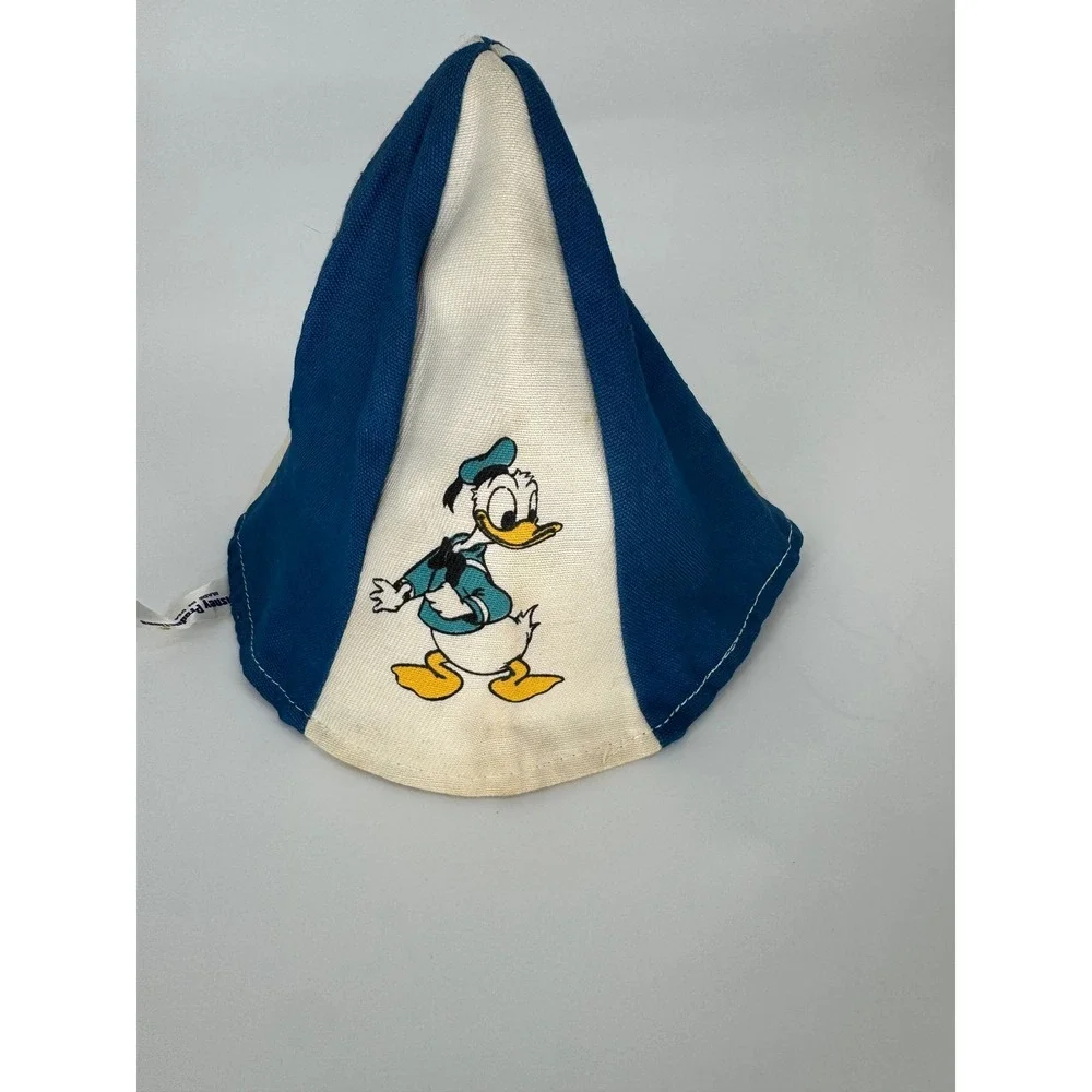 Vintage Disney Productions Mickey Mouse Donald Duck Pluto Striped Beanie Hat USA